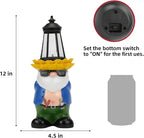 Garden Gnome Statue with Solar Lantern Lights Guardian Sculptures Outdoor Decorations Patio Lawn Yard Garden Decor Large Figurine Gifts for Women Mom