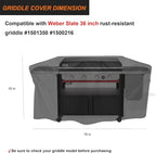 Grill Cover for Weber Slate 36 inch Rust-Resistant Griddle, Outdoor Flat Top Grill Cover 600D Heavy Duty for Webber 36" Griddle Accessories Waterproof, Black