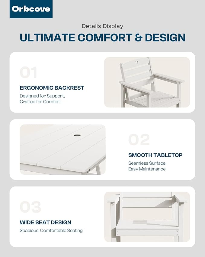HDPE 2-Piece Outdoor Dining Chairs, Weather-Resistant Heart-Cutout Design Patio Dining Chairs, Outdoor Furniture for Lawn, Patio, Porch, Deck, Poolside, Yard (White)