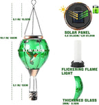 St Patricks Hot Air Balloon Solar Lantern - Patrick's Shamrock Glass Lantern, Simulated Flickering & Dancing Flame, Outdoor Hummingbird Hanging Yard Light for Patio Porch Decor Irish Clover Gift