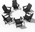 Folding Adirondack Chairs Set of 6,Adirondack Chair with Retractable Ottoman,Plastic Adirondack Chairs with 2 Cup Holder,Weather Resistant Patio Chair,Outdoor Chairs Set of 6(Black)