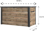 Stylish Indoor/Outdoor Storage Deck Box,Resin,Large Capacity, Weather-Resistant, Lockable lid and Side handles. (Rust Wood Brown, 230 Gallon)