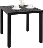 PHI VILLA Indoor Outdoor Small Metal Square Side/End Table, Patio Coffee Bistro Table, Black