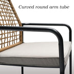 Stackable Rattan Patio Chairs and and Rectangle Dinig Table Set of 6 with 63"x38" Table All-Weather