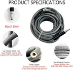 5800PSI/400Bar Ultra Flexible Pressure Washer Hose for Bosch Home Cleaning, 5M-30M High Pressure Extension Tube with Quick-Connect Adapter,(Red/Blue/Yellow/Green/Grey/Orange/Light Blue)(Grey,16FT)