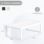 Aluminum Outdoor Coffee Table - White Rectangle Patio Tables for Deck, and Poolside