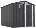 6x8 FT Outdoor Metal Storage Shed with Lockable Door, Steel Garden Utility Shed with Vents and Window, Backyard Patio Tool Shed for Lawn Equipment, Bike, Firewood and Mower Storage, Gray