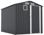 6x8 FT Outdoor Metal Storage Shed with Lockable Door, Steel Garden Utility Shed with Vents and Window, Backyard Patio Tool Shed for Lawn Equipment, Bike, Firewood and Mower Storage, Gray