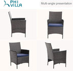 PHI VILLA Outdoor Wicker Dining Chairs Set of 6, Modern PE Rattan Armchair with Cushions for Patio, Deck, Yard, Porch