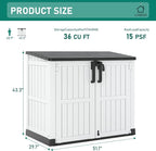 KAMABOKO Outdoor Storage Cabinet 36 Cu.Ft Outdoor Trash Can Storage Shed Waterproof Horizontal Storage Shed Outdoor Storage for Backyard, Patio, Poolside (White)