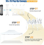 HOTEEL 10x15 Pop up Canopy Tent for Parties, Heavy Duty Easy Setup Tent Without Sidewalls, Outdoor Commercial Instant Gazebo for Wedding Event, with Roller Bag & Sand Bags, White(Hexagonal Frame)