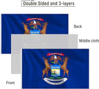 Bradford Michigan State Flag 3x5 feet Outdoor, 3 Ply Polyester Michigan Flags Double Sided, Heavy Duty MI State of Michigan Flags with 2 Brass Grommets