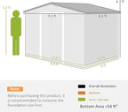 Outsunny 9' x 6' Outdoor Storage Shed, Garden Tool Metal Shed with Foundation Kit, Double Lockable Door, Air Vents and Sloping Roof, for Backyard, Patio, Lawn, Brown
