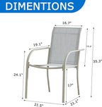 Outdoor Dining Chairs Set of 2, Stackable Patio Chairs with Textilene Fabric, Lightweight Garden Chairs for Poolside, Backyard, Camping, Beige