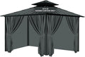 Gazebo Universal Replacement Privacy Curtain, 10'X10' Gazebo Curtain Outdoor Waterproof, 4-Panels Sidewall Curtains with Zipper for Patio, Garden and Backyard (Only Curtains, 10'x10', Grey)