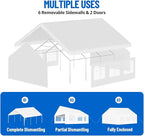 20'X20' Party Tent with Removable Sidewall Windows, Outdoor Heavy Duty Wedding Gazebo, Event Shelter Wedding Canopy Tent for Parties Carport BBQ, White & Straight Edge