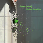 Fonmy Gazing Ball Spiral Tail -Decorative Wind Spinner Sun Catcher Rainbow Maker 11 inch Tail and 2 inch Green Crystal Orb. Indoor Outdoor Garden Decoration -13 inch Height