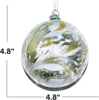 Large Friendship Glass Ball Globe - White 4.7 inch Hand Blown Handmade Hanging Garden Gazing Ball Indoor Outdoor Home Decor, Friendship - White