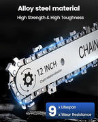 Chainsaw Cordless 12 Inch,Electric Chain Saw with 2pcs 4000mAh Rechargeable Batteries,Battery Powered Handheld Saw for Trees Trimming Wood Cutting,Perfect Gardening Tools for Thick Branches and Logs