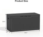 Patiolife 100 Gallon Resin Deck Box, Large Outdoor Storage Box for Garden Tools, Pool Supplies, Waterproof and Lockable, Black