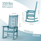 Oversized Rocking Chair, Outdoor Rocking Chair for Adults, All Weather Resistant Porch Rocker for Lawn Garden, 350lbs Weight Capacity
