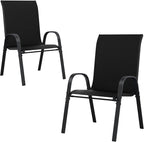 UDPATIO Patio Chairs Set of 2, Stackable Outdoor Dining Chairs with High Back, Breathable Textilene Outdoor Chair All Weather, 350LBS Capacity for Garden, Backyard (Black)