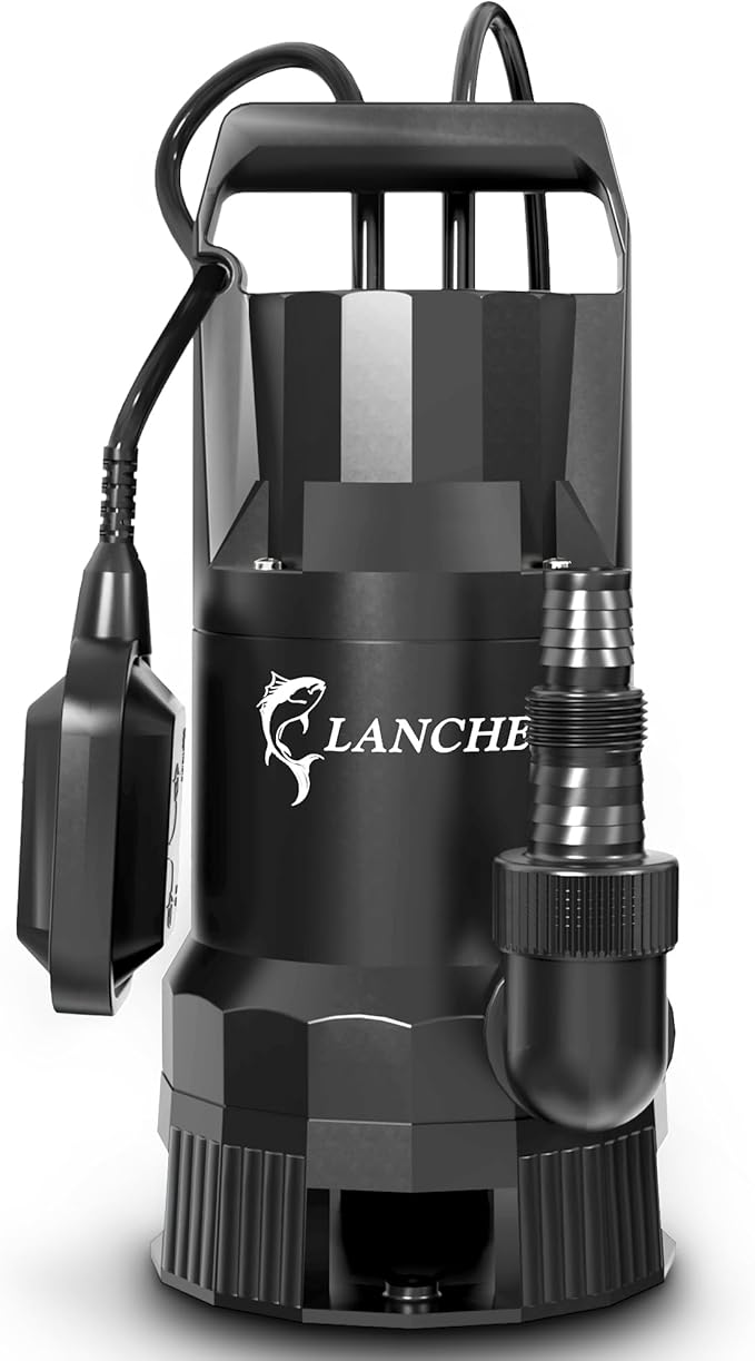 LANCHEZ 1.6HP Sump Pump, 4858GPH Automatic Submersible Water Pump with Float Switch, Electric Transfer Water Pump for Swimming Pool Basement Flooded Pit Sewage Sink Tub