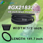 GX21833 1/2" W x141.7 L Lawn Mower Deck Belt, Suitable for John Deere D140 L130 L120 LA145 D160 E140 LA130 E170 D155 S170, 48-inch Deck Compatible with Toro TimeCutter Exmark 119-8820