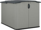 Suncast 138 Cu Ft Horizontal Outdoor Storage Shed, 57.5"x79.75"x52" Glidetop Outdoor Shed with Sliding Lid, Plastic Resin Storage Sheds with Floor for Bikes, Motorcycles, & Lawn Mower, Made in the USA