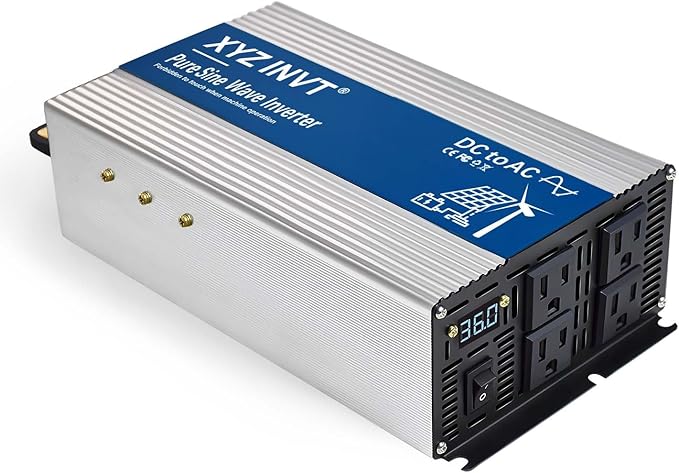 2000W Pure Sine Wave Inverter DC 36V to AC 120V, 4000W Peak Power with LED Display, Power Converter for Car, Truck, Solar, Home & Rechargeable Devices
