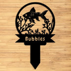 Custom Fish Metal Memorial Plque,Personalized Fish Remembrance Stake,Fish Loss,Grave Markers,Outdoor Garden Yard Sign 18inch