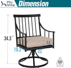 PHI VILLA Swivel Chairs Set of 6 Patio Dining Rocker Chair with Cushion Rocking Patio Furniture for Garden Backyard Bistro, Beige