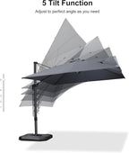 PURPLE LEAF 9.8' X 9.8' Left-right Tilting Patio Umbrella Outdoor Cantilever Swivel Square Umbrella Aluminum Offset Umbrella with 360-degree Rotation for Garden Deck Pool Patio Light Grey