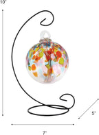 Dale Tiffany AC23214-D4 Rainbow Tree of Life Hand Blown Art Glass Ornament Witch Globe Gazing Ball, Eden, 4" Diameter with Hanging Stand