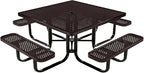 COATEDOUTDOORFURNITURE Heavy-Duty Portable Outdoor Kids Table with Umbrella Hole, Punched Steel Kids Picnic Table, Commercial-Grade, Made in America (46 in, Square, Childrens, Brown)