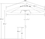 California Umbrella GSPT908302-5404 9' Round Aluminum Market, Crank Lift, Push Button Tilt, Black Pole, Sunbrella Natural
