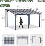 Aoxun Gazebo for Patio 10' x 14', Premium Gazebo Pergola with Sloped Roof, Large Wall-Mounted Heavy Duty Awnings, for Backyard, Patio, Deck and More