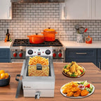 12.5QT/12L Electric Deep Fryer with Basket and Lid, 1700W Electric Fryer with Adjustable Temperature & Timer, Stainless Steel Countertop Oil Fryer for French Fries, Onion Rings, Donuts