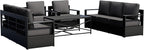 Outdoor Patio Furniture Set, 5-Piece Aluminum Patio Conversation Set All-Weather Metal Outdoor Sectional with 6 Inch Thick Cushions, Deep Setting for Garden, Outside and Porch