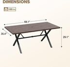 COOS BAY Echo Vibe Outdoor Dining Table with Umbrella Hole, Natural Wood Patio Dining Table for 6, Patio Furniture Set, Brown
