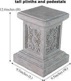 Classic Statuary Stand Outdoor Pedestal Sculpture Decor Plinth Base Riser, Garden or Home Resin Statuary Pedestal, 12.6" Tall, 7.3 Pounds