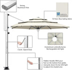 EliteShade USA APOLLO 3-Tier 11FT Full Aluminum Cantilever Patio Umbrella for Outdoor restaurant Garden Courtyard Deck Pool and Marketing with Light (No battery),Natural