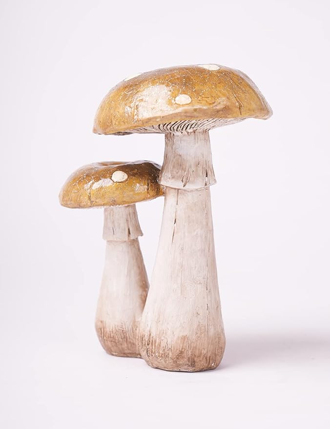 SEINHIJO Mushroom Decor Sculpture Garden Gifts Statue Outdoor Fairy Figurine Modern Patio Arts Polyresin 7.1inch