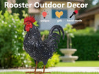 Rooster Garden Statue Sculpture Metal Chicken Yard Decor Outdoor Figurines Patio Backyard Decoration (Black)