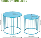 SUNNYPARK Outdoor Side Table Set of 2, Metal Circle Accent End Tables for Balcony Backyard Garden Indoor Living Room, Durable Black Nesting Coffee Tables, 20”+16” Dia