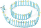 Mini Fairy Garden Fence, 35.5x2 Inch Cuttable Small Wood Picket Fence, DIY Miniature Accessories Decoration for Dollhouse, Crafts, Vegetable Platter, Cake(Light Blue)