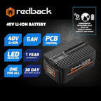 Redback Battery Powered Chainsaw Reliable 40V Cordless Chainsaw with 10m/s Chain Speed Gas Chainsaw Alternative Modern Lawn Care Equipment for Felling and Bucking with 2.0AH Battery Charger