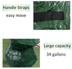 34 Gallon Garden Compost Bin Bag, Reusable Organic Fertilizer Fermented Bag with Lid,Collapsible Leaf Lawn Bags Gardening Container (Green)