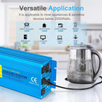 LVYUAN 2000 Watt Pure Sine Wave Inverter 12V to 110V 120V DC to AC with 3 AC Sockets, LED Display, Car Power Inverter for Vehicles Home RV Camping Truck Solar System