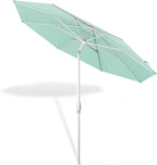 Midtown Umbrellas The Swilt 10 Feet Patio Umbrella in Sunbrella Canvas Glacier Acrylic Fabric - Fiberglass Ribs, Auto-Tilt Aluminum Frame For Backyard, Deck, Garden, Pool - White Pole